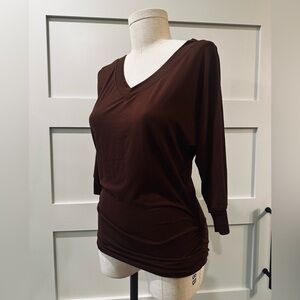 DOUBLEJU Brown Ruched Blouse